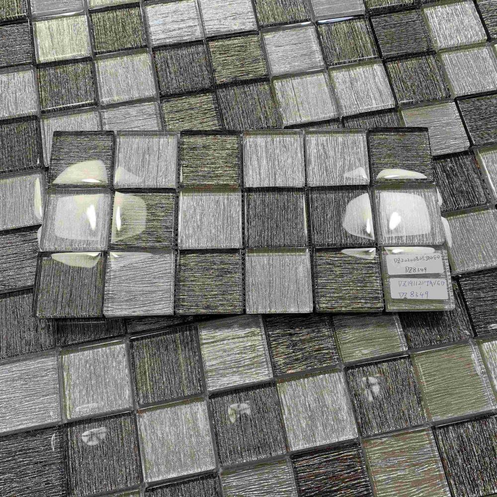 Top quality  Backsplash mosaic staggered texture mixed color glass mosaic used for bathroom or kitchen