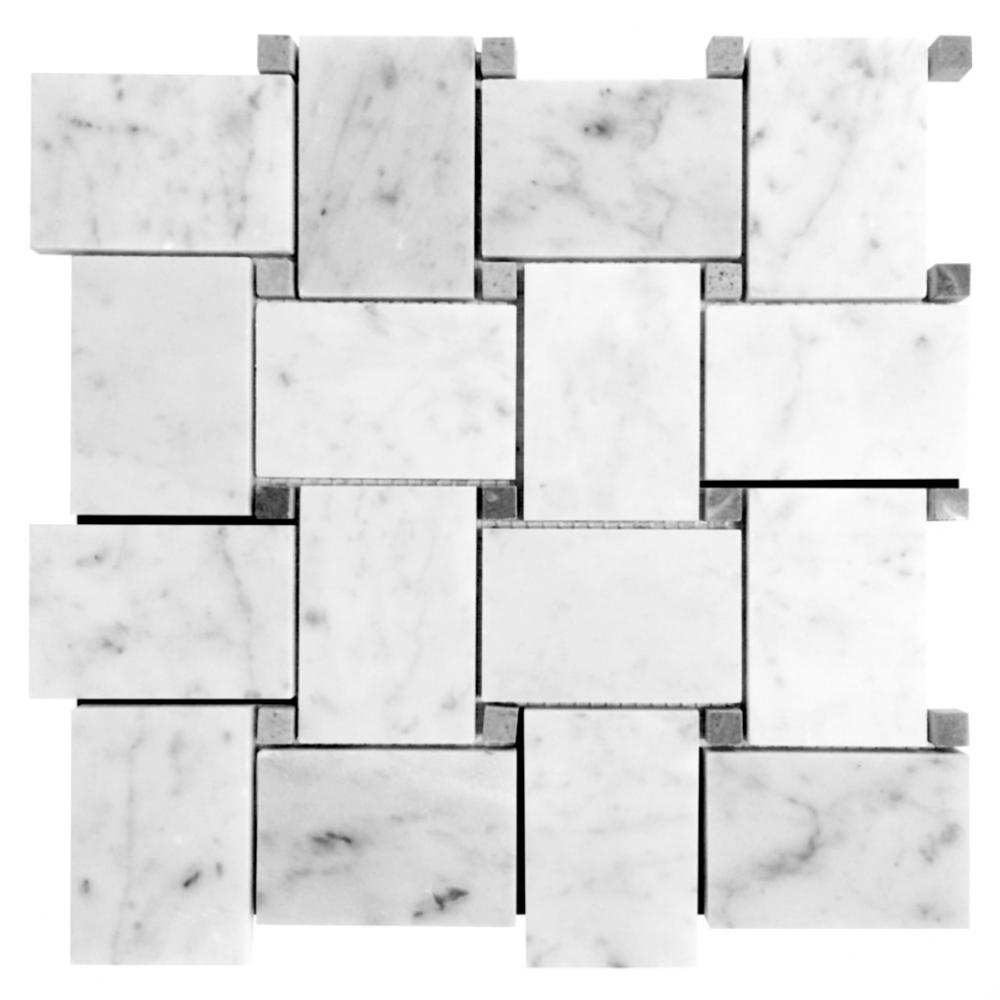 White marble and grey wooden basket weave pattern mosaic tile