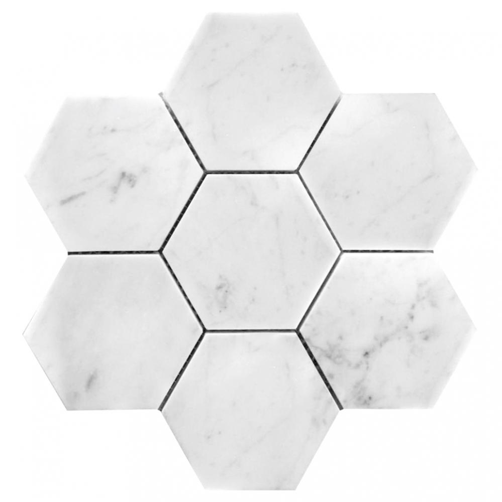 Small Particles Carrara Colour Mosaic Marble Stone Hexagon Tile For Wall