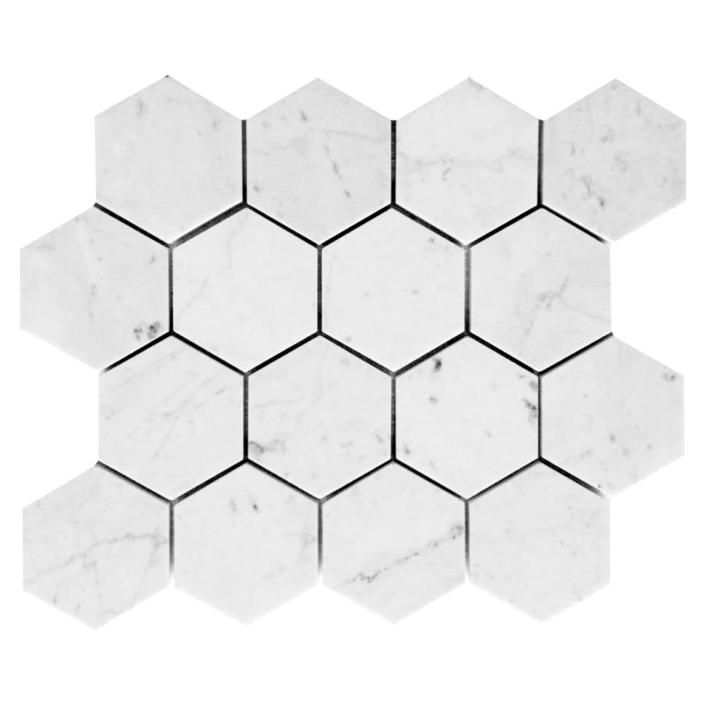 hexagon white carrara marble tiles