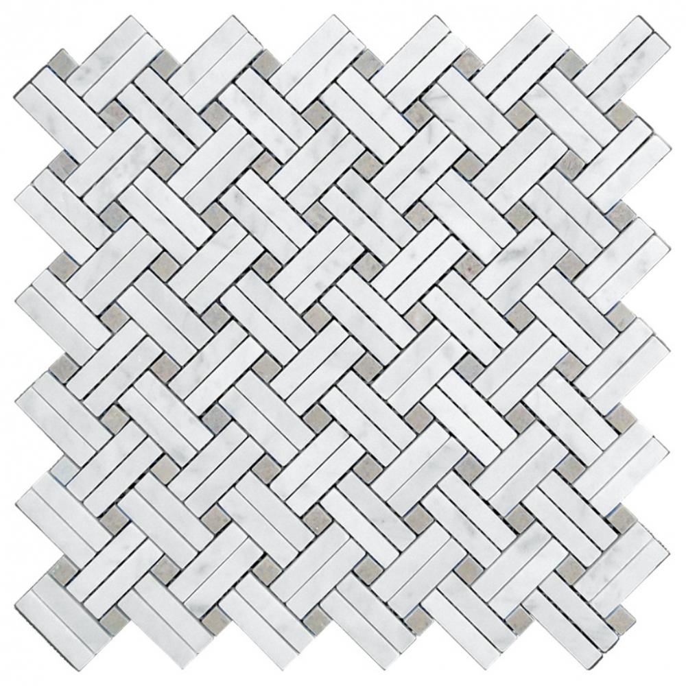 BIANCO CARRARA Jumbo Basketweave marble mosaic floor tiles