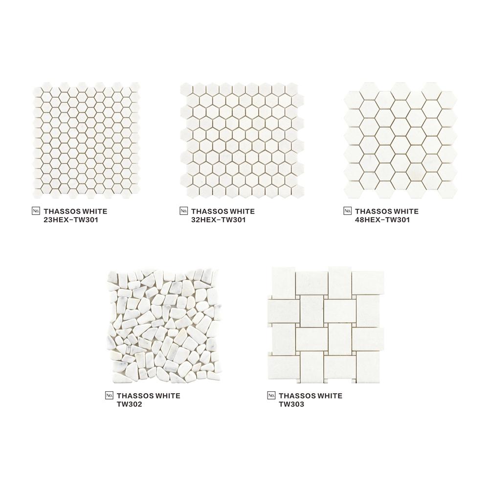 Thassos White Mosaic hexagonal Natural Stone Mosaic Manufacture from Foshan China