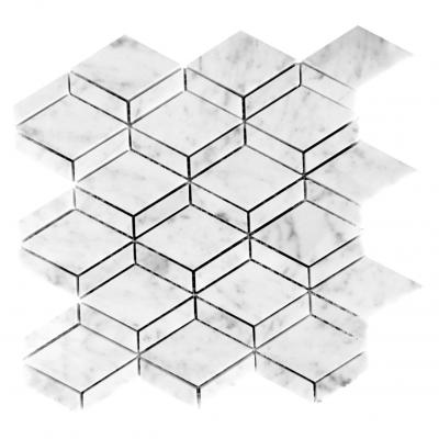 Potentail Supplier Kitchen backsplash tiles rhombus carrara white marble mosaic pattern rhombus Marble Mosaic backsplash tile