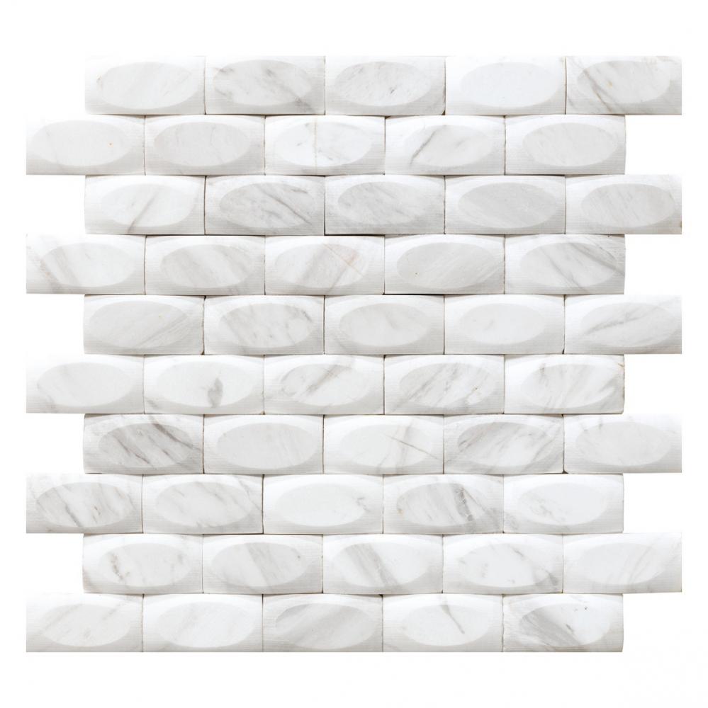 3D white Curved Basket Marble Mosaic