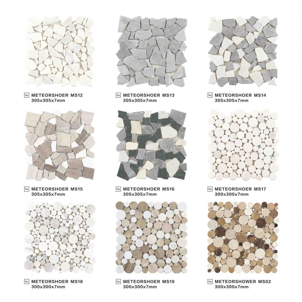 China unregular marble stone random mosaic tile oval pebble design mosaic