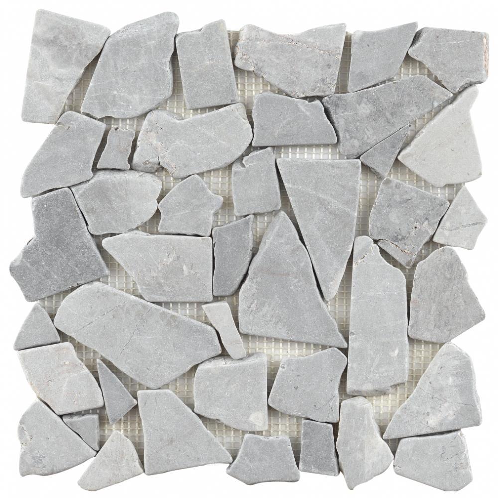 Wholesale price white and grey wooden marble loose oval pebble mosaic tile