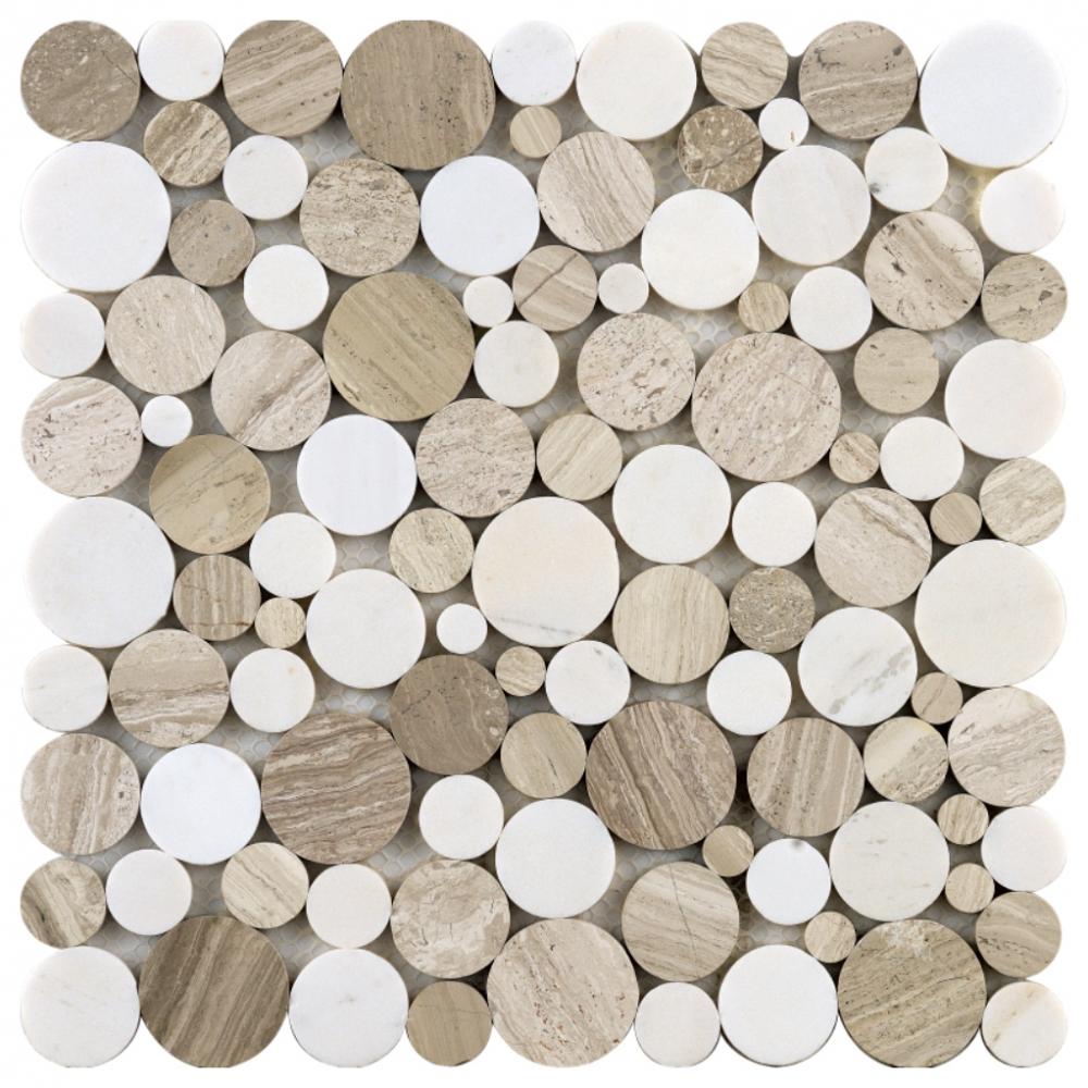 Calacatta marble bubble round paramount swimming pool mosaic tile