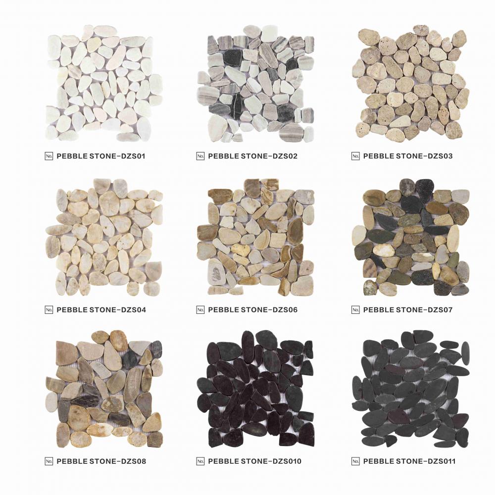 Tumbled Six Colors Marble Cobble Pebble Mosaic Tiles