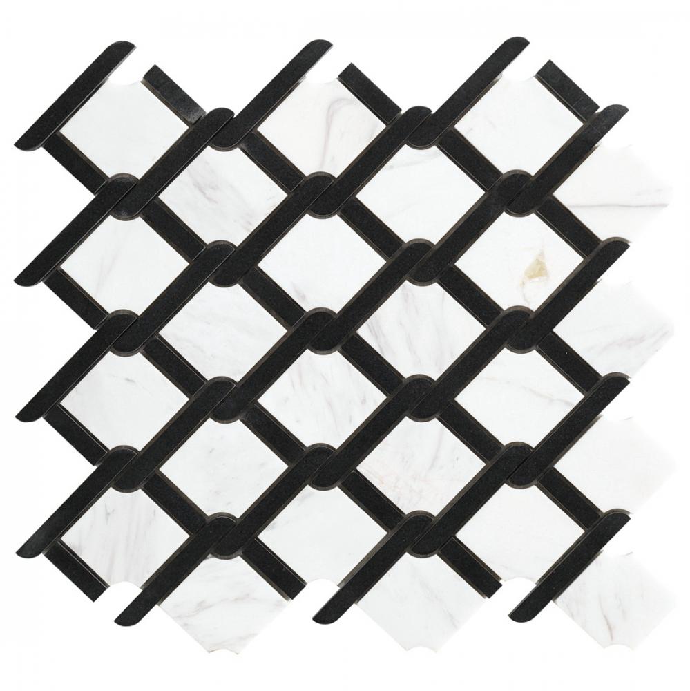 Classic black white marble mosaic tile backsplash lobby study room bathroom tiles wall flooring tiles rhombus