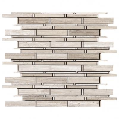 For bathroom wall covering decoration natural stone stripe grey wood marble mosaic