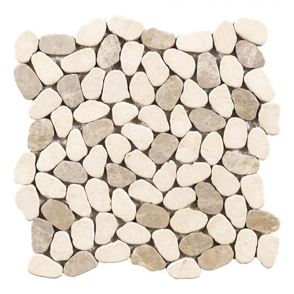 white and red and brown three  colours mixed pebble stone marble mosaic for home decor mosaic tiles