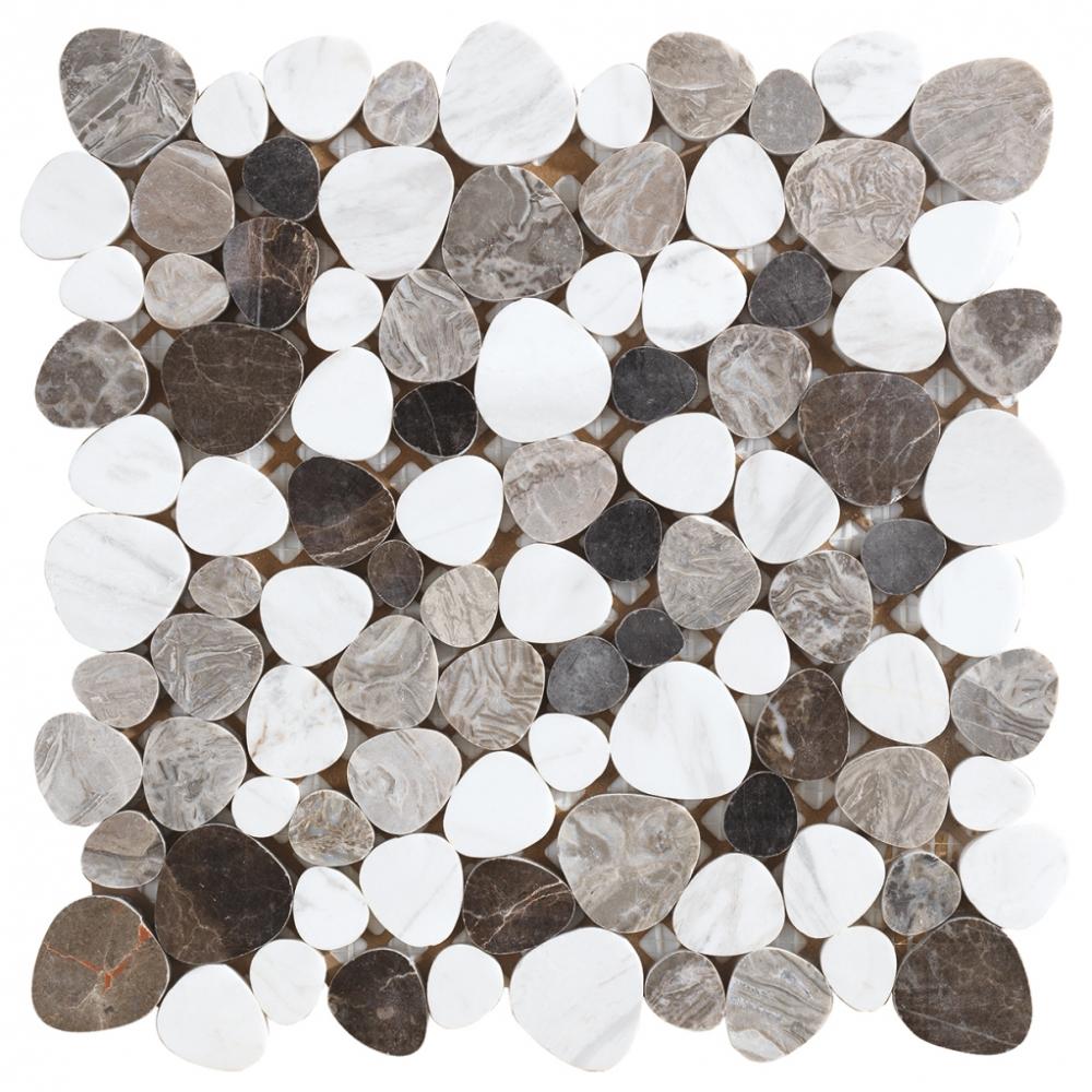 Heart shape grey orient water jet marble stone mosaic tiles for hotel bathroom