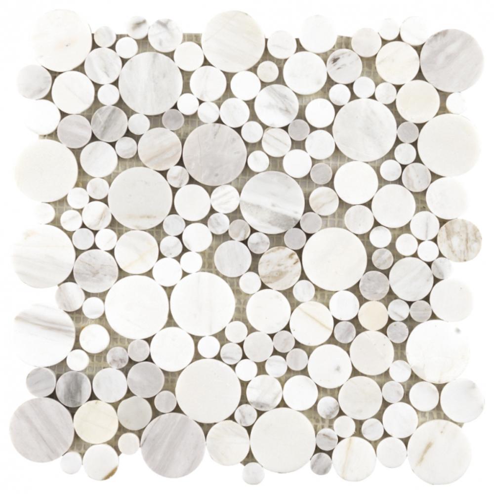 Wholesale price white and grey wooden marble loose oval pebble mosaic tile