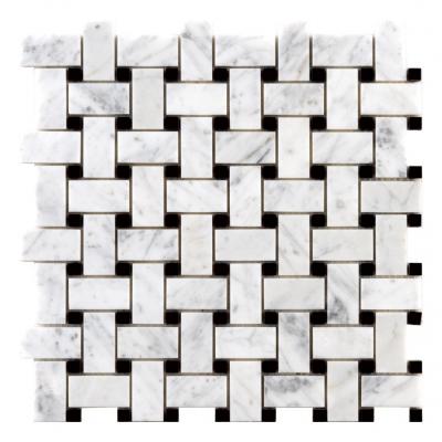 Nature Marble Tiles Bathroom Stone Floor Tiles bianco carrara and nero black Stone Mosaic Tiles for Home Hotel