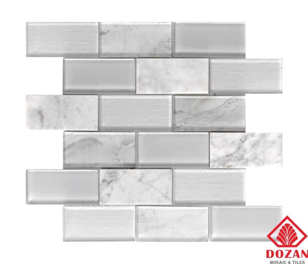 Simplicity Style Best Quality Apartments White Glass Tile Mosaic
