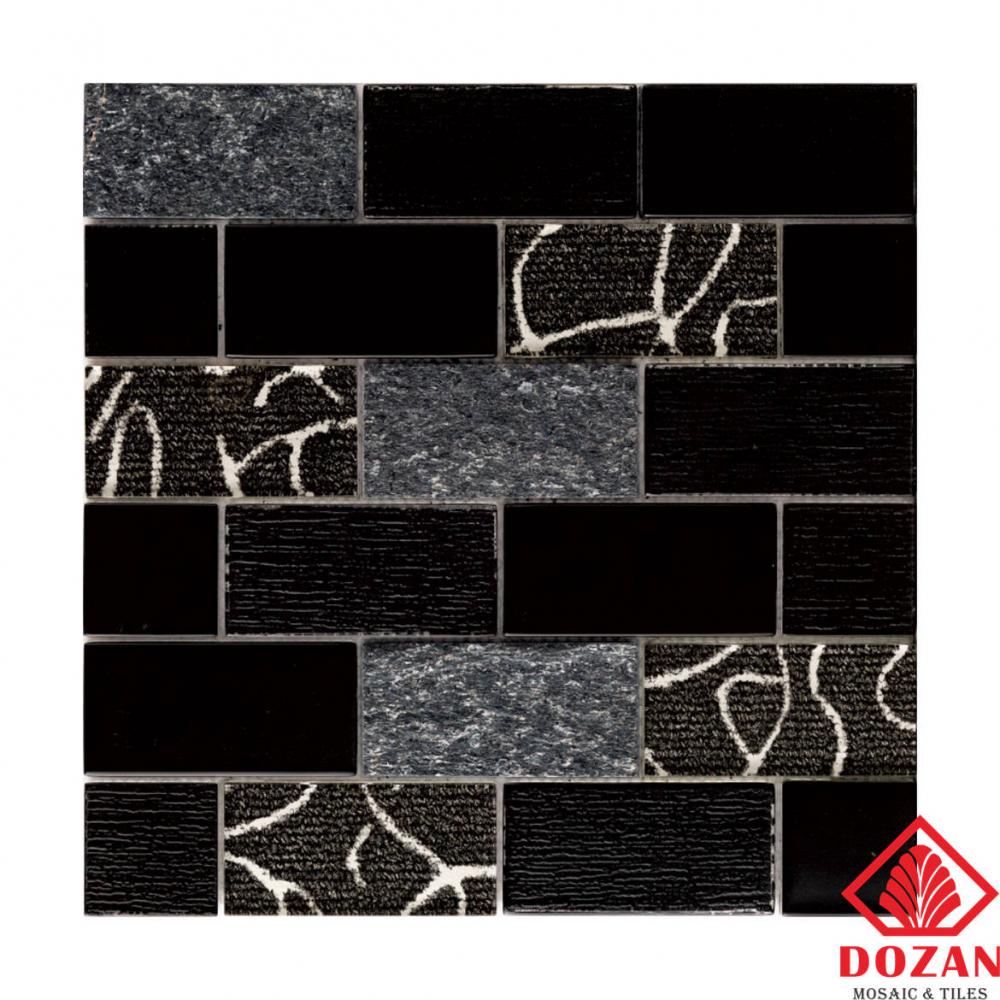 Promotion Price High quality Black Modern Room Glass Mirror Tile Glass Mosaic